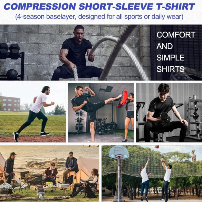 SPVISE Men's Compression Shirts Short Sleeve Workout Gym T-Shirt Running Tops Cool Dry Sports Base Layer Athletic Undershirts - Image 5
