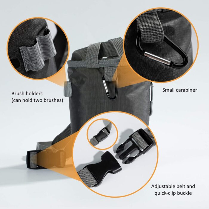 Chalk Bag for Rock Climbing, Climbing Chalk Bag for Bouldering with 2 Large Zipper Storage Pockets, Premium Gym Chalk Bag for Weightlifting, Great Gift and Rock Climbing Gear - Image 5