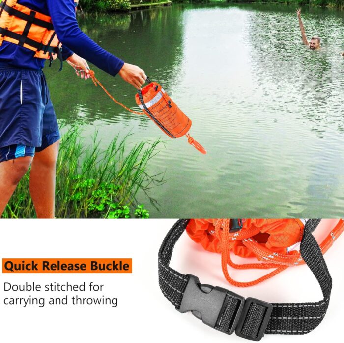 NTR Water Rescue Throw Bag with 50/70/98 Feet of Rope in 3/10 Inch Tensile Strength Rated to 1844lbs, Throwable Device for Kayaking and Rafting, Safety Equipment for Raft and Boat - Image 3