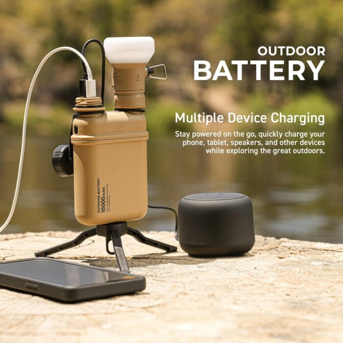 ELECOM NESTOUT Rugged Power Bank, 15000mAh Outdoor Charger, 32W USB-C Fast Charging PD, Waterproof IP67, Durable Shockproof, Battery Pack for iPhone Tablet Hiking Travel Camping (Beige, 15000mAh) - Image 2