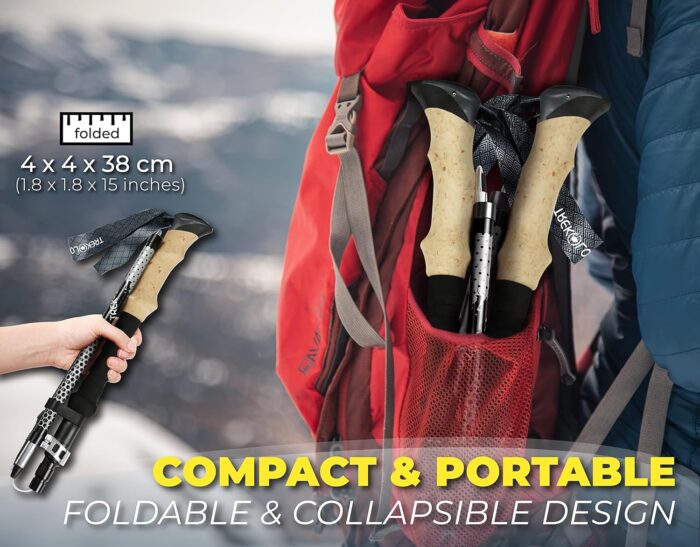 Trekology Trek-Z Collapsible Hiking & Trekking Poles - Balance Support for Seniors, Women, and Men, 2pc Per Set - Image 2
