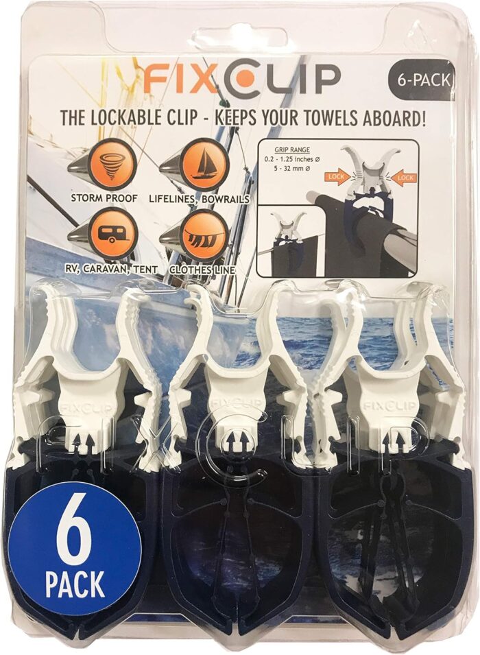 Navy Blue 6-Pack - Storm Proof & Lockable Clothespin - Large Clips fits Lines & Rails - Multi- Purpose Towel Clips for Boat, Chairs, RV, Camping, Fishing, Stroller, Balcony, Tarps, Garden - Image 6