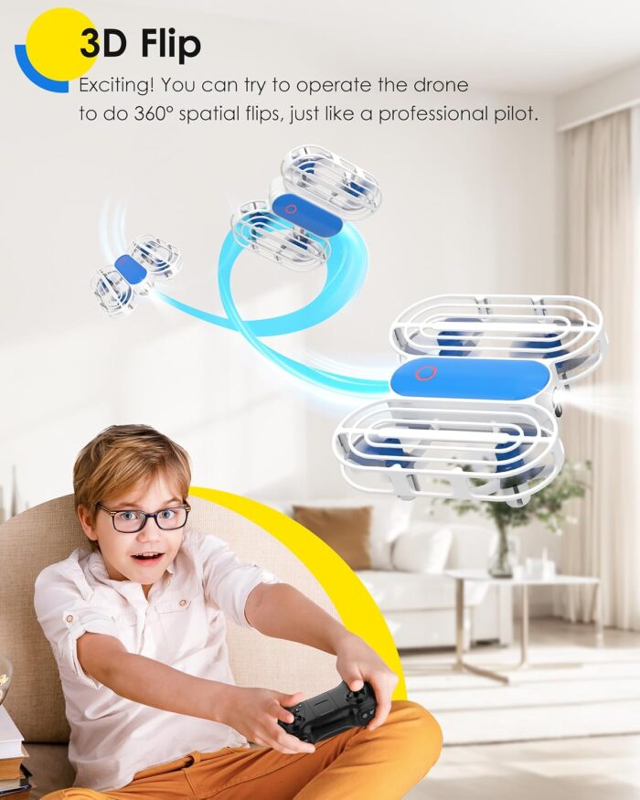 Drone for Kids, Drone with Altitude-Hold, 3D Flip, Circle Fly, Self-Rotation, Headless Mode, 3 Speed Modes, Palm Take-Off, One-Click Landing, Drone for Kids 14+, Beginners, Indoor - Image 4