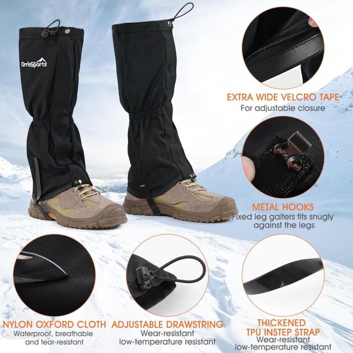 Waterproof Adjustable Leg Gaiters for Men and Women Snow Boot Gaiters for Hiking in Hunting Sand and Mud Mountain Climbing or Snowshoeing - Image 2