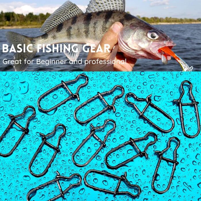 Fishing Snap Clips, Duo lock Stainless Steel Fast Change Lure High Strength Terminal Tackle Connectors Fishing Gear Accessories For Fishline Hooks Weight Catfish Baits（ 50 Pcs Test 60-120 Pound ) - Image 2