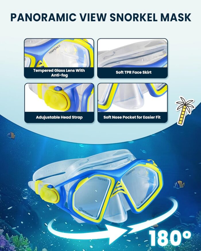 OutdoorMaster x U.S. Divers Admiral Set Adults Snorkeling Mask Fins Gear, Travel Use Scuba Diving Kit with Panoramic View Mask, Dry Top Snorkel, Trek Fins, Portable Bag for Swimming Snorkeling - Image 2