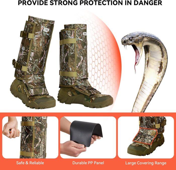 Snake Gaiters Snake Chaps, Waterproof Lower Legs Snake Guards, Snake Bite Protective Gaiters, Anti-Snake Gaiters for Men/Women, Adjustable Size for Hunting/Hiking/Farm Working - Image 3