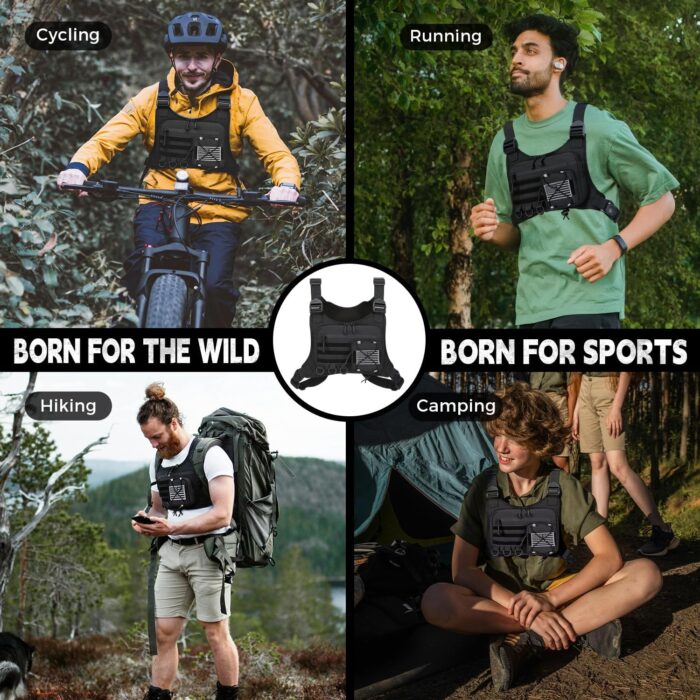 Outdoor Sports Chest Bag for Men, Chest Vest Holster Fits Most Pistols, EDC Travel Chest Pack for Running, Hiking - Image 5
