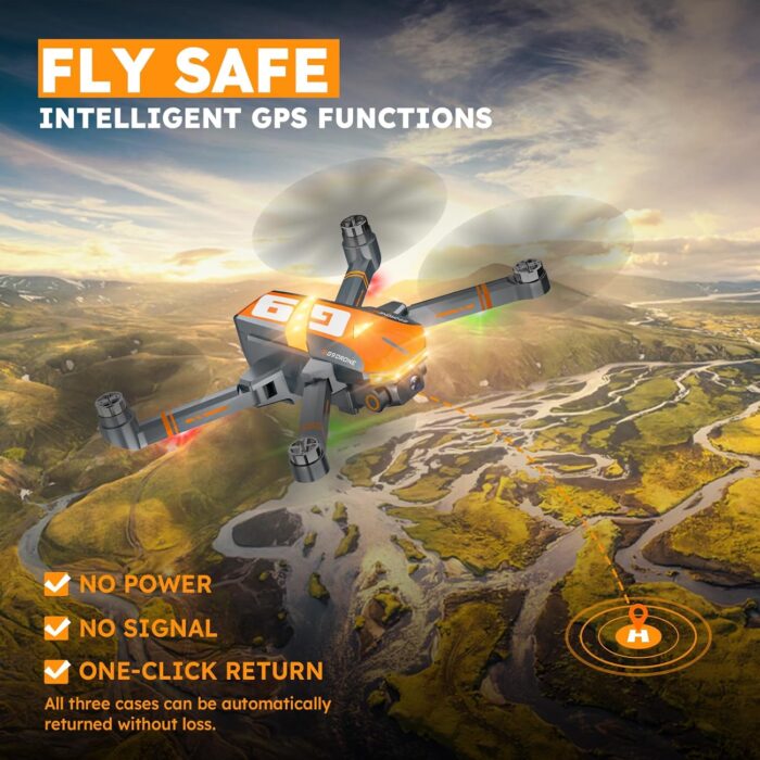 GPS Drones with 4K Camera for Adults with Brushless Motor and Follow Me Mode,Long Flight Time and Distance,5G FPV Transmission and Auto Return,G9 Foldable RC Quadcopter for Beginner and Kids,Under249g (Dark gray) - Image 4