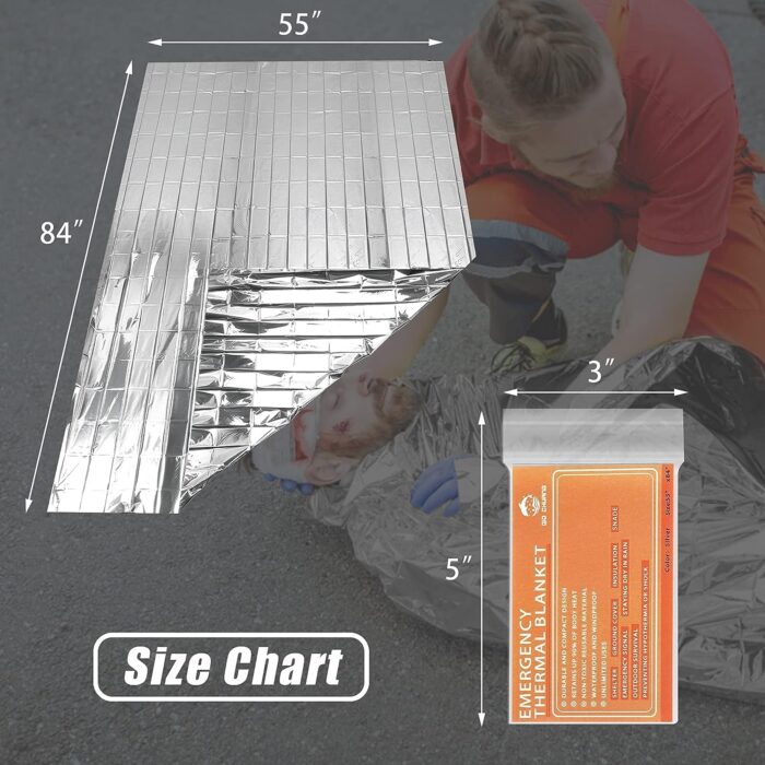Emergency Mylar Thermal Blankets -Space Blanket Survival kit Camping Blanket (4-Pack). Perfect for Outdoors, Hiking, Survival, Bug Out Bag ，Marathons or First Aid 1 - Image 3