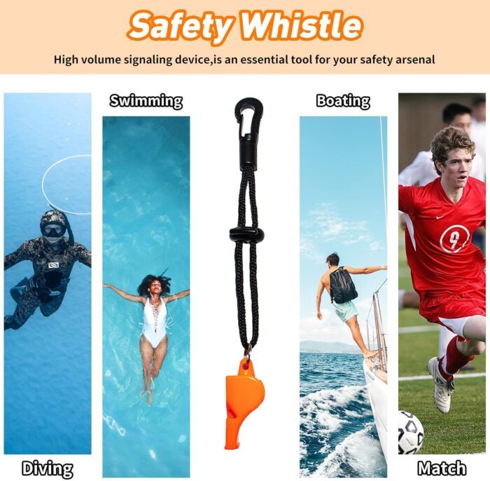 5ft Scuba Diving Surface Marker Buoy (SMB), Safety Sausage with Plastic 98ft Finger Spool Reel and Double Ended Hook Clip + Emergency Whistle for Underwater Diving - Image 4