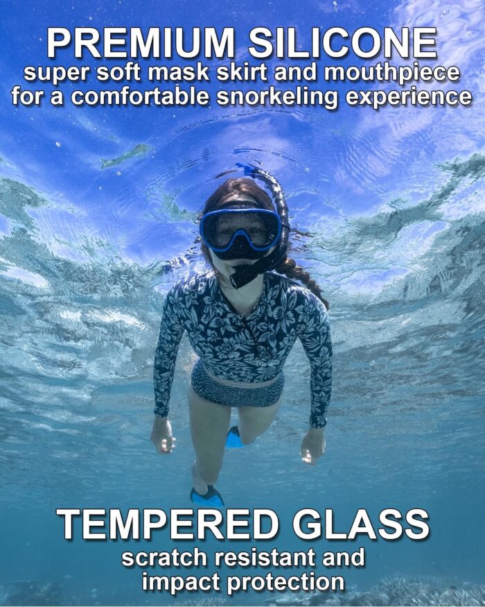 Snorkeling Gear for Adults, Single-Window Snorkel Mask & Snorkel Set, Semi-Dry Top Panoramic Wide View Snorkel Mask, Adult Snorkel Set Ages 10+ Swimming Diving Package w/Travel Bag RC0105 - Image 5