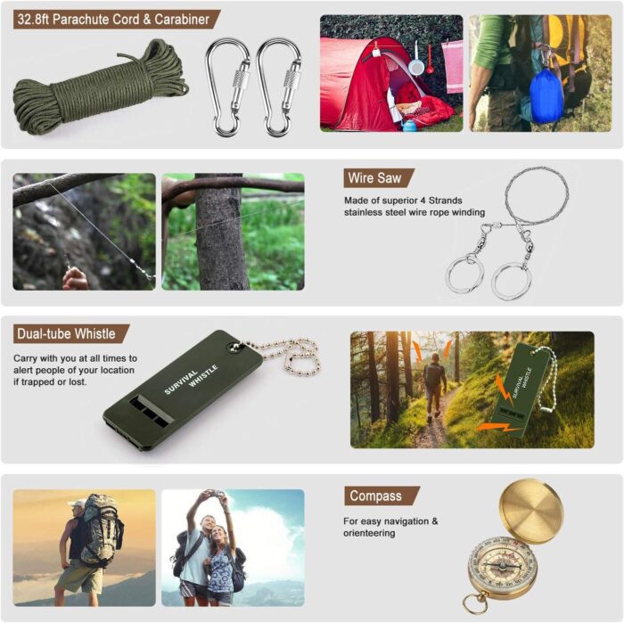 238Pcs Emergency Survival Kit and First Aid Kit, Professional Survival Gear Tool with Tactical Molle Pouch and Emergency Tent for Earthquake, Outdoor Adventure, Camping, Hiking, Hunting - Image 7