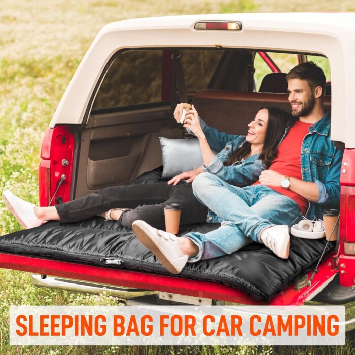 MEREZA Double Sleeping Bag for Adults Mens with Pillow, XL Queen Size Two Person Sleeping Bag for All Season Camping Hiking Backpacking 2 Person Sleeping Bags for Cold Weather & Warm - Image 4