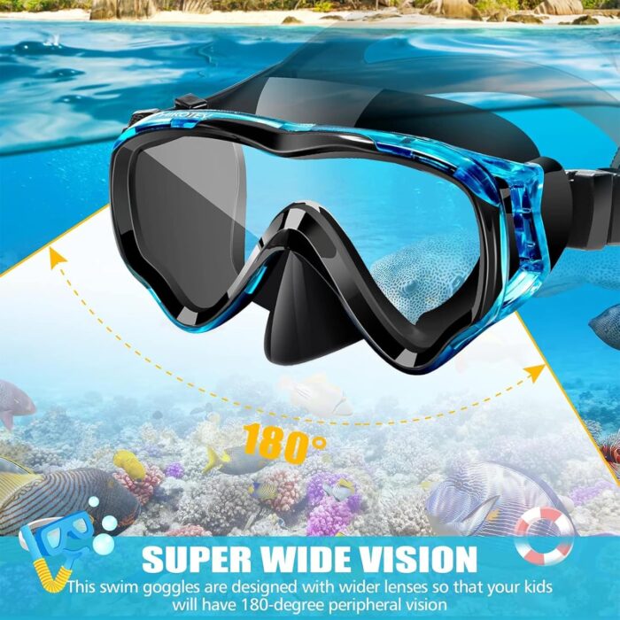 Snorkeling Set for Kids, Full Dry Snorkeling Mask Set for Adults, Anti-Fog Protection, Unisex,HD Panoramic View, Snorkeling Gear for Kids 2-14 Age - Image 3