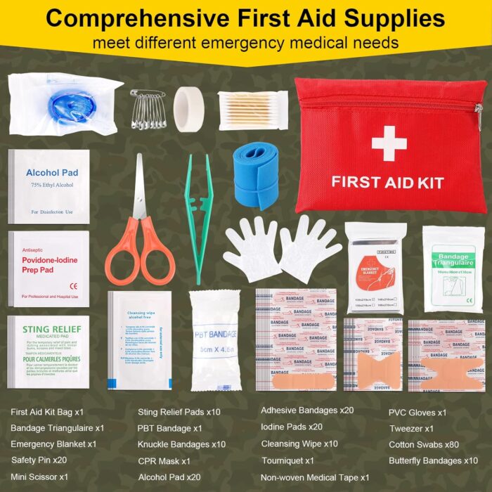 Survival First Aid Kit, 248PCS Survival Tools Camping Essentials Tactical Gear Emergency Trauma Medical Supplies Packed in a MOLLE Pouch, Saber Card,Cool for Men Camping Hiking Outdoor Activities - Image 4