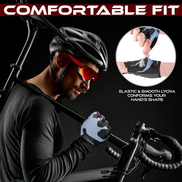 Cycling Gloves Half Finger Unisex Padded Grips Palm Bicycle Summer MTB Bike Gloves for Men Women Non-Slip Fingerless Short Mountain Bike Sports Hiking Climbing Gym - Image 7