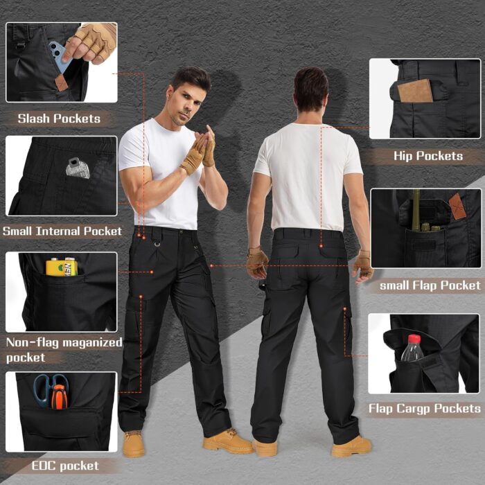 IGOLUMON Men's Stretch Tactical Pants, Breathable Ripstop Cargo Pants, Outdoor Lightweight EDC Work Hiking Pants - Image 4