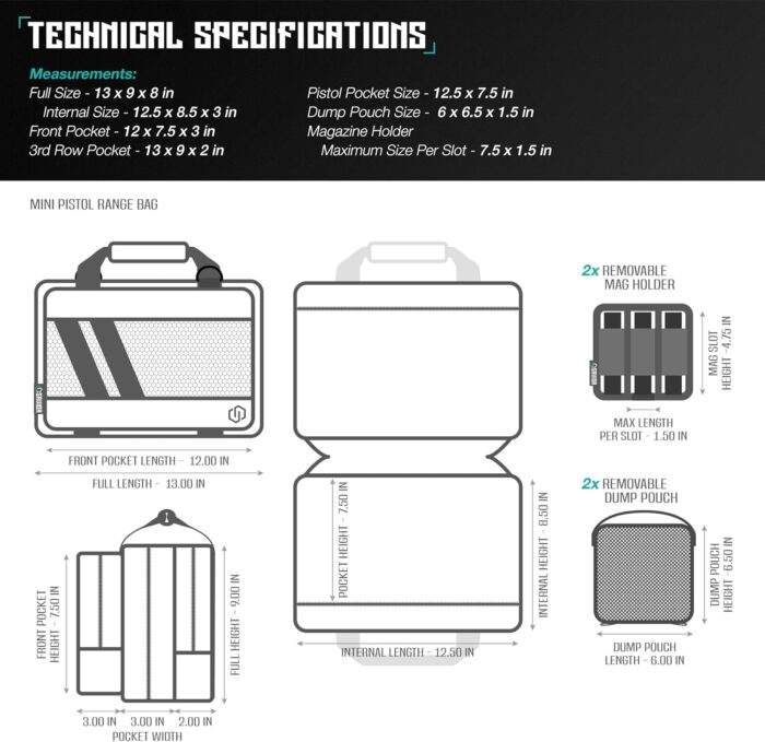 Savior Equipment Specialist Series Mini Range Bag Tactical Dual Pistol Handgun Revolver Hunting Bag Gun Carrying Case, X-Large Compartments w/Lockable Zippers, Deluxe Padded Shoulder Strap Included - Image 7