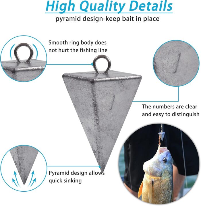 Saltwater Surf Fishing Tackle Kit - 98pcs Surf Fishing Rig Fish Finder Rig Live Bait Rigs Include Pyramid Weights Fishing Hooks Sinker Slider Fishing Swivel for Saltwater Fishing Accessories - Image 5