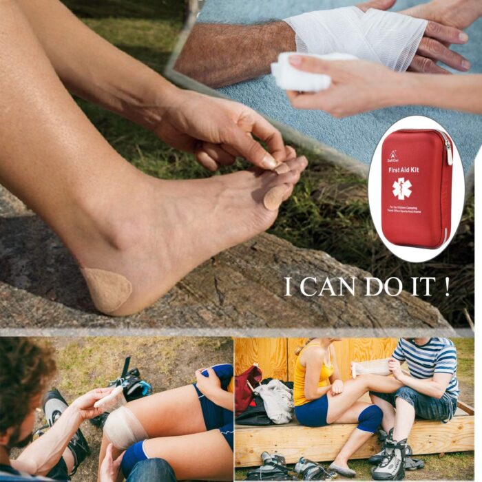 deftget 163 Pieces First Aid Kit Waterproof IFAK Molle System Portable Essential Injuries Medical Emergency Equipment Survival Kits for Car Kitchen Camping Travel Office Sports Home Ligth Red - Image 5