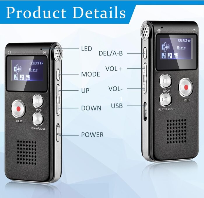 Dunzy 5 Pcs Ghost Hunting Kit Includes Digital Voice Recorders with 4 LED Cat Balls Motion Activated Cat Ball Toy Voice Activated Recorder with Playback for Pet Dog Animals(Black) - Image 3