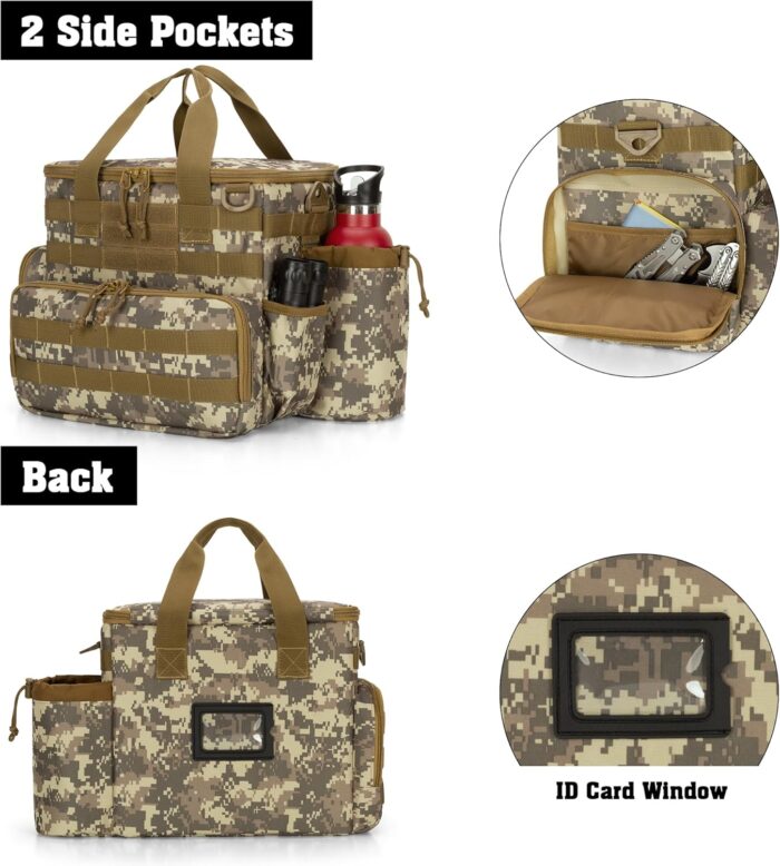 DSLEAF Tactical Gun Range Bag with 3 Pistol Cases, Gun Duffle Range Bag with 12X Magazine Slots and Extra Pockets for Shooting and Hunting - Image 5