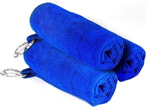Booms Fishing B0T Microfiber Fishing Towel with Clip, 3 Pack Blue