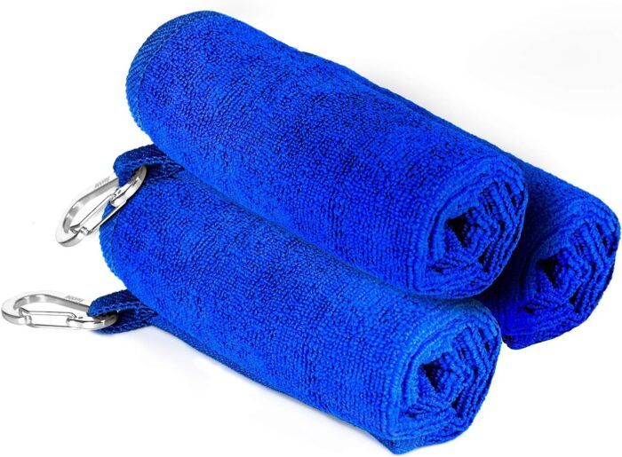 Booms Fishing B0T Microfiber Fishing Towel with Clip, 3 Pack Blue