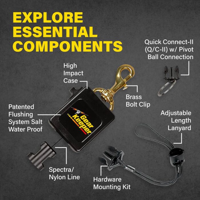 Gear Keeper Scuba Diving Console Retractor W/ Brass Bolt Clip - RT3 Series Scuba Gear for Securing Console at Hip/Chest - Strong & Durable Diving Equipment - 32” Extension 24 oz Retraction - USA Made - Image 3
