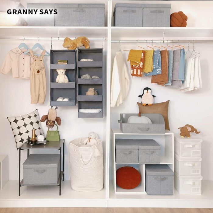 GRANNY SAYS 3-Shelf Hanging Closet Organizer and Storage, Collapsible Hanging Closet Shelves, Hanging Organizer for Closet & RV, Gray, 29 ½" H X 12" W X 12" D, 1-Pack - Image 8