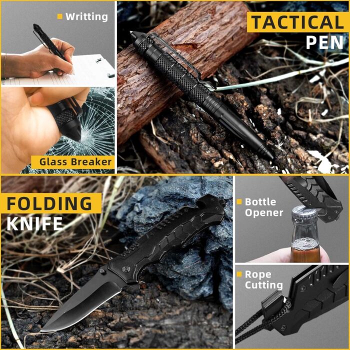 Gifts for Men Dad Husband - Fathers Day Anniversary Birthday Gifts Idea for Him Boyfriend Man - Survival Kit 14 in 1, Survival Gear and Equipment, Fishing Hunting Camping Accessories, Cool Gadgets - Image 5