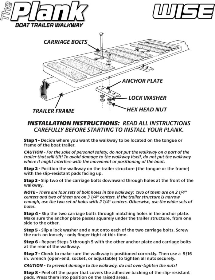 Wise 101 - The Plank - Boat Trailer Tongue Walkway Platform, Grey - Image 6