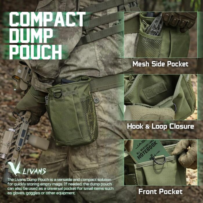 Tactical Molle Dump Pouch, Magazine Recovery Pouch Drastring Ammo Bag Belt Utility Fanny Adjustable Military Holster Bag Outdoor for Airsoft Paintball Hunting Gear with D-Ring Grimlock - Image 5