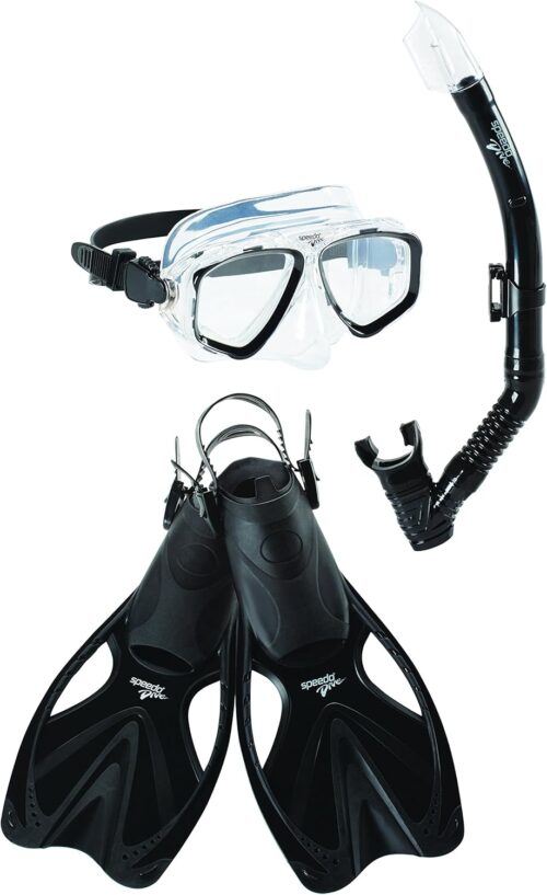 Speedo Unisex-Adult Swim Snorkel Dive Mask Anti-Fog with Nose Cover Adventure Series
