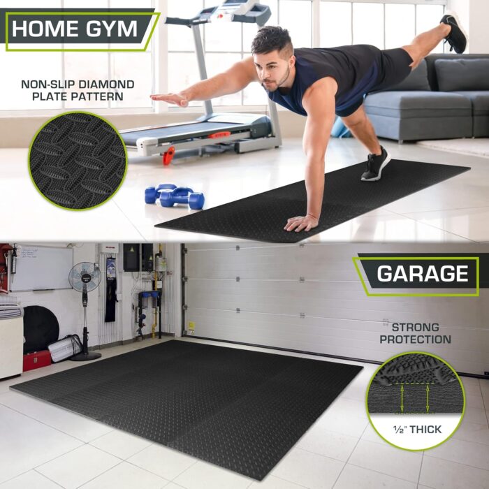 ProsourceFit Puzzle Exercise Mat ½ in, EVA Interlocking Foam Floor Tiles for Home Gym, Mat for Home Workout Equipment, Floor Padding for Kids, Black, 24 in x 24 in x ½ in, 48 Sq Ft - Image 3