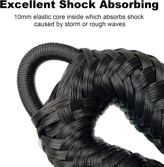 4 Feet Bungee Dock Line Mooring Rope 2-Pack for Docking with Stainless Steel Clip Accessories for Boats PWC, Built in Snubber, Kayak, Watercraft,SeaDoo,Jet Ski, Pontoon, Canoe, Power Boat - Image 2