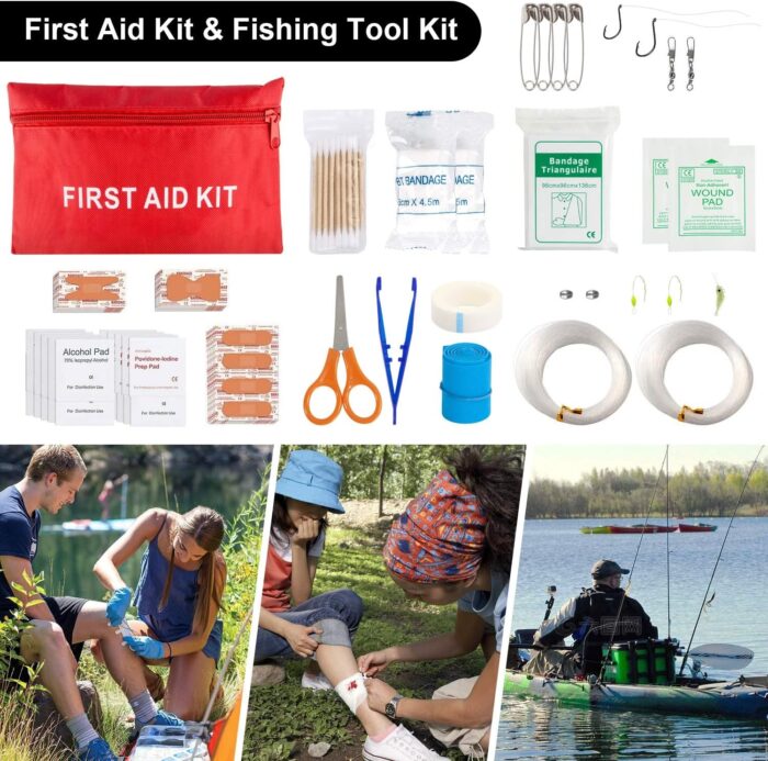 Emergency Survival Kit, 151 Pcs Survival Gear First Aid Kit, Outdoor Trauma Bag with Tactical Flashlight Knife Pliers Pen Blanket Bracelets Compass for Camping Earthquake or Adventures - Image 7