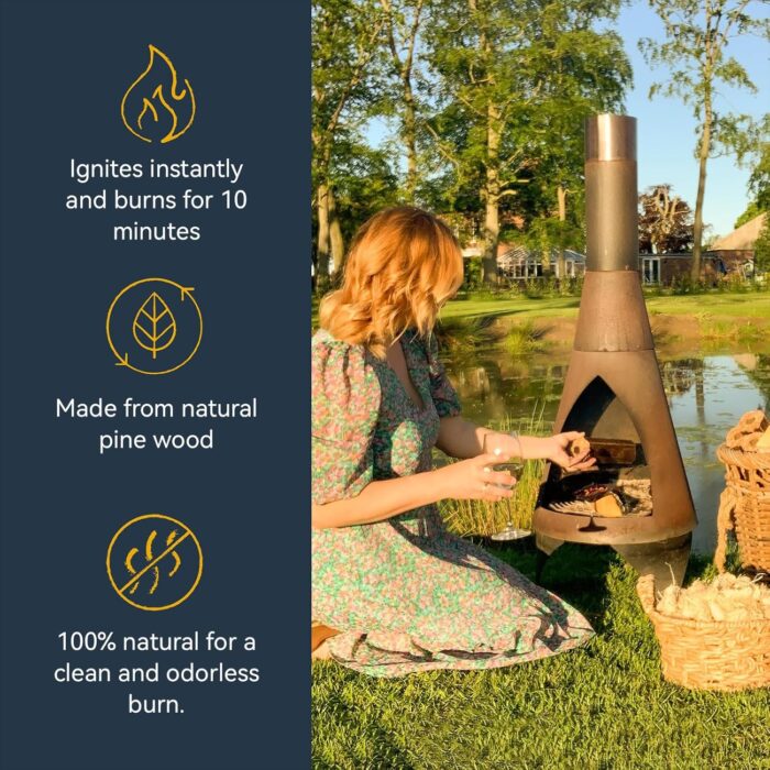 70 pcs Fire Starter - Natural Fire Starters for Fireplace, Pellet Stove & Wood, Campfires, BBQ, Pizza Oven, Fire Pit, Smoker - Fire Starters for Grill, Charcoal Fire Starter for Grill - Image 3