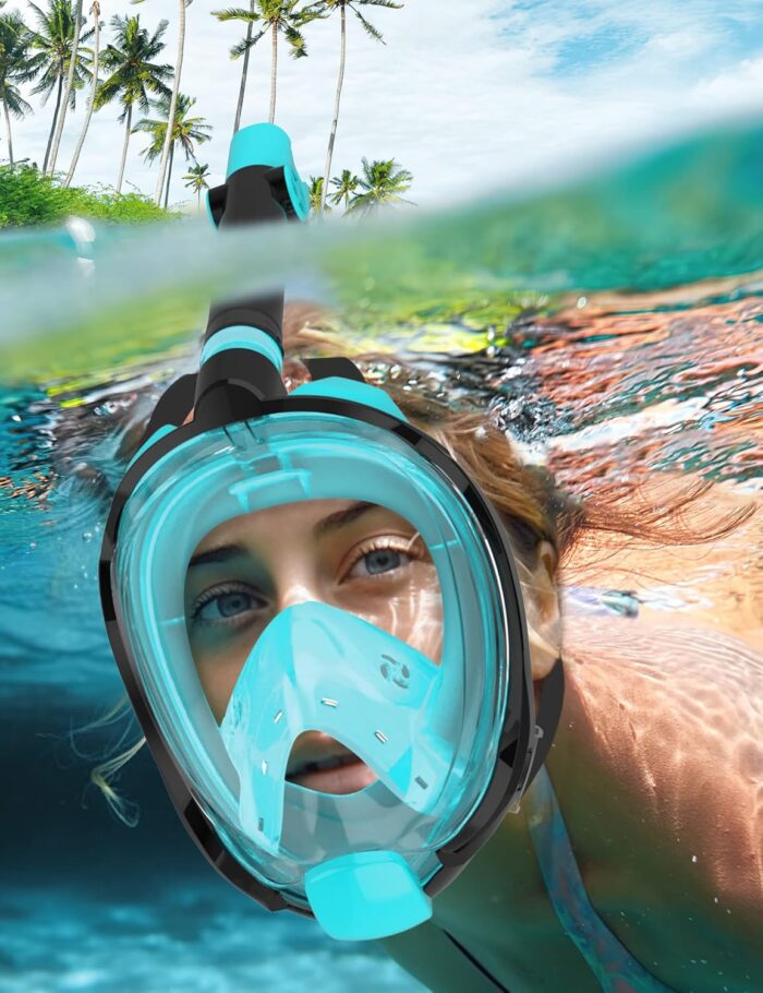 W WSTOO Full Face Snorkel Mask Adults,Suitable for Beginners Dry Top Snorkeling Gear,Can Your Mouth or Nose to Breathe,180 Degrees Panoramic View,Anti-Fog Anti-Leak,Summer Travel and Vacationing Gifts - Image 6