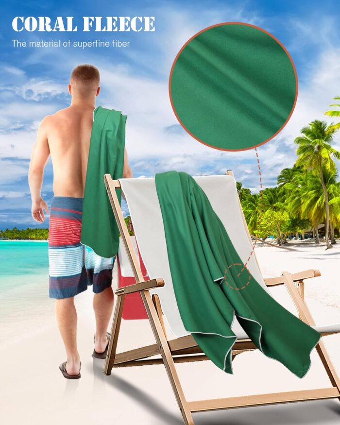 Update Magnetic Towel Oversized 30"x75"Magnet Bath Towel with Storage Bag,Outdoor Bath Towel Quick-Dry Magnetic Bath Towels for Swimming Microfiber Beach Towel For Pool Travel Gym Camping(Green) - Image 4