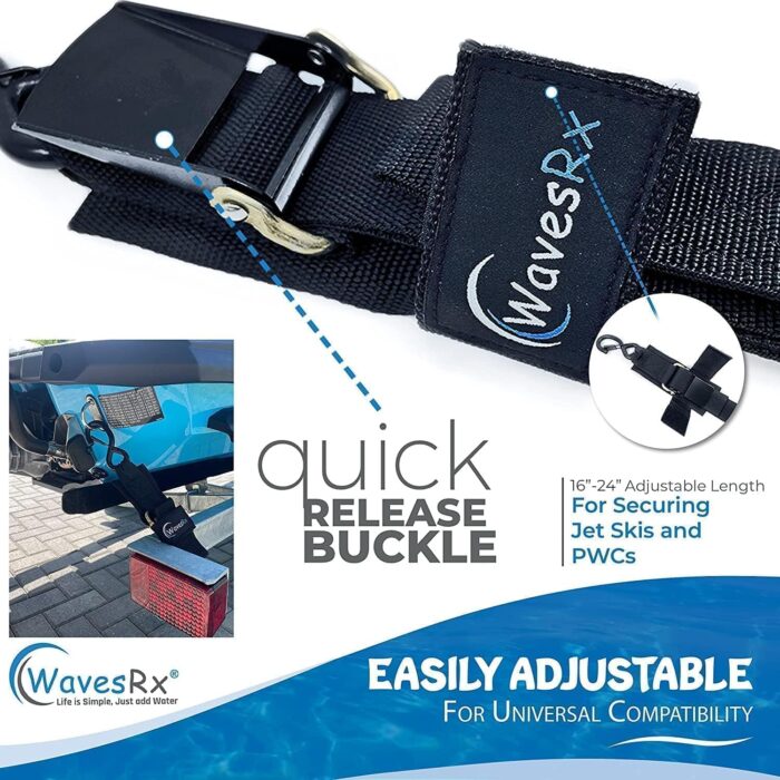 Premium Boat & Jet Ski Trailer Transom Tie Down Straps - Adjustable Marine Boat Trailer Strap via Quick Release Buckle - Boats Transom Straps & Watercraft Accessories for Safe Transport - Image 4