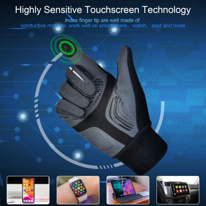 Souke Sports Winter Cycling Gloves Men Women, Touch Screen Padded Bike Glove Water Resistant Windproof Warm Anti-Slip for Running, Biking, Workout - Image 3
