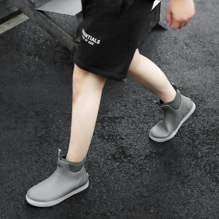 Mens Deck Boots, Saltwater Fishing Booties Rubber Waterproof Ankle Rain Boots, High-performance Footwear Chelsea Boots for Gardening Fishing Boating Camping Sailing - Image 5