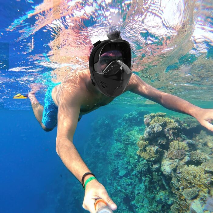 ANSUN Snorkel Mask Full Face, Snorkeling Gear for Adults with Safety Breathing System and Dry Top System, 180° Panoramic View Snorkeling Mask with Silicone Anti-Fog Anti-Leak - Image 6