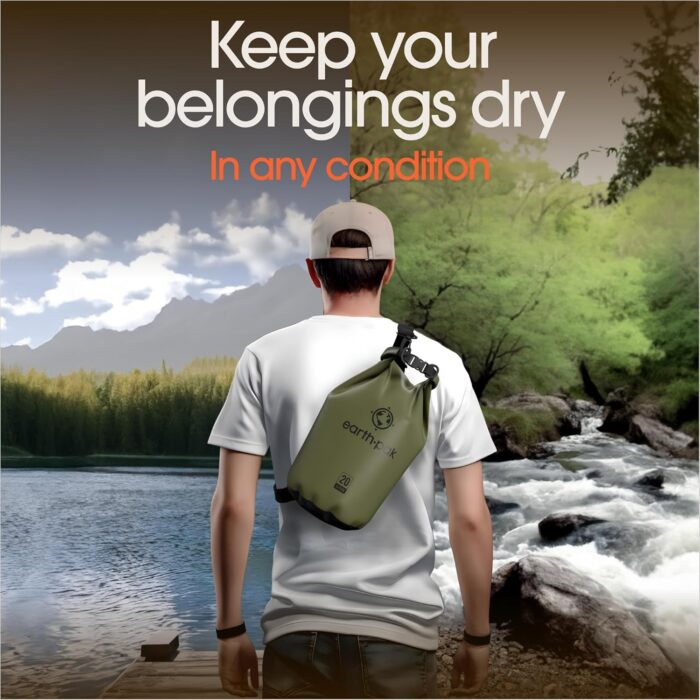 Earth Pak Waterproof Dry Bag - Roll Top Waterproof Backpack Sack Keeps Gear Dry for Kayak with Waterproof Phone Case - Image 8
