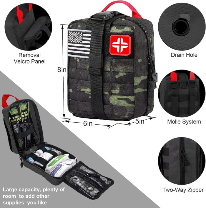 LUXMOM Survival Kit and First Aid Kit, 142Pcs Professional Survival Gear and Equipment with Molle Pouch, for Men Camping Outdoor Adventure/Gifts for Men Dad Christmas - Image 2