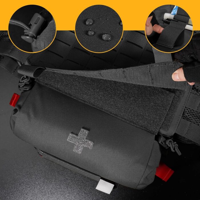 PETAC GEAR Tactical First Aid Drop Dump Pouch, Micro Medical Trauma Roll Up Drop Pouch EMT IFAK Sub Abdominal Carrying Bag with Hook-N-Loop(BK) - Image 2