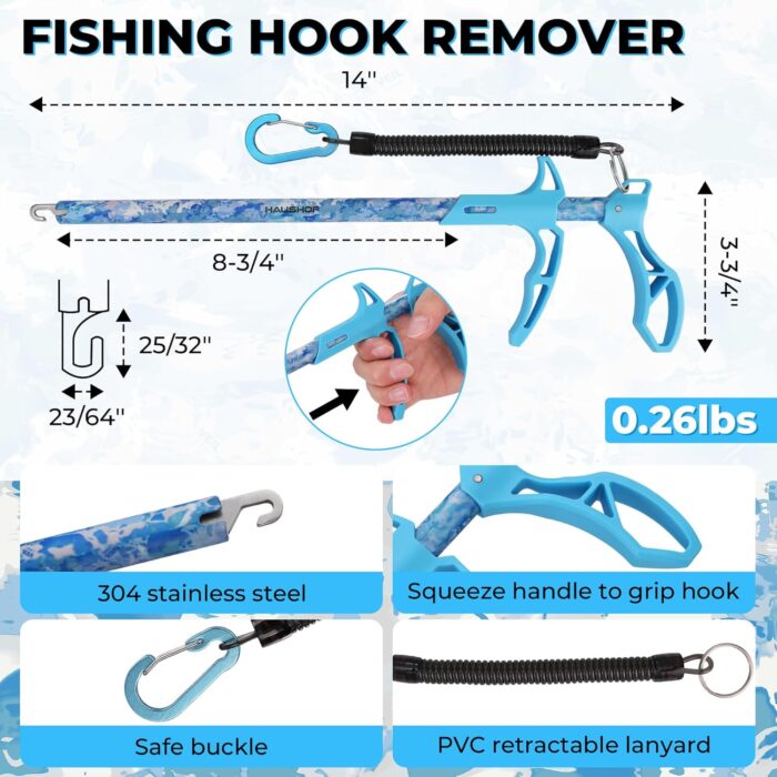 HAUSHOF 3PC Camo Fishing Tool Kit, Fishing Pliers with Sheath, Fish Lip Gripper, Aluminum Fish Hook Remover, Saltwater Resistant Fishing Gear for Fly Fishing, Gifts for Men Women - Image 5
