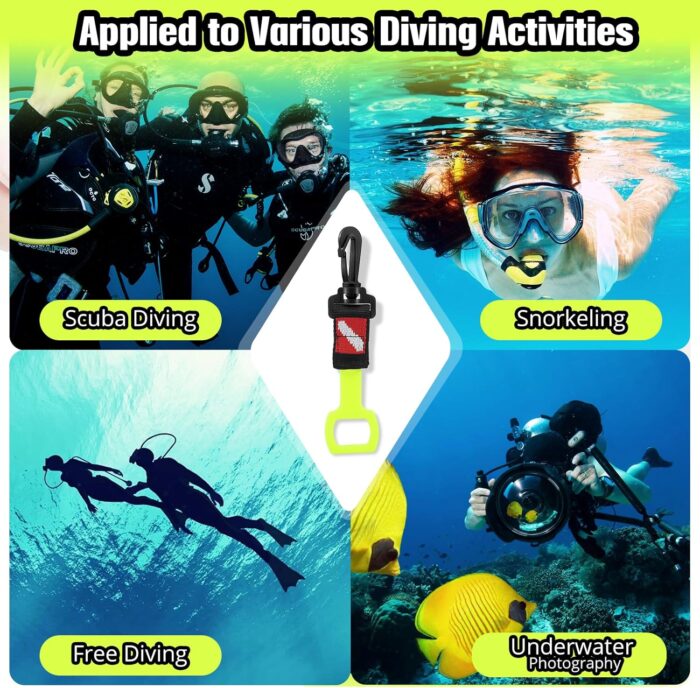 2 Pack Scuba Diving Regulator Octopus Holder, Octopus Mouthpiece Retainer with Spring Clip, Dive Flag Webbing and Silicone Ring, 2nd Stage Regulator Keeper for Divers and Snorkelers - Image 6